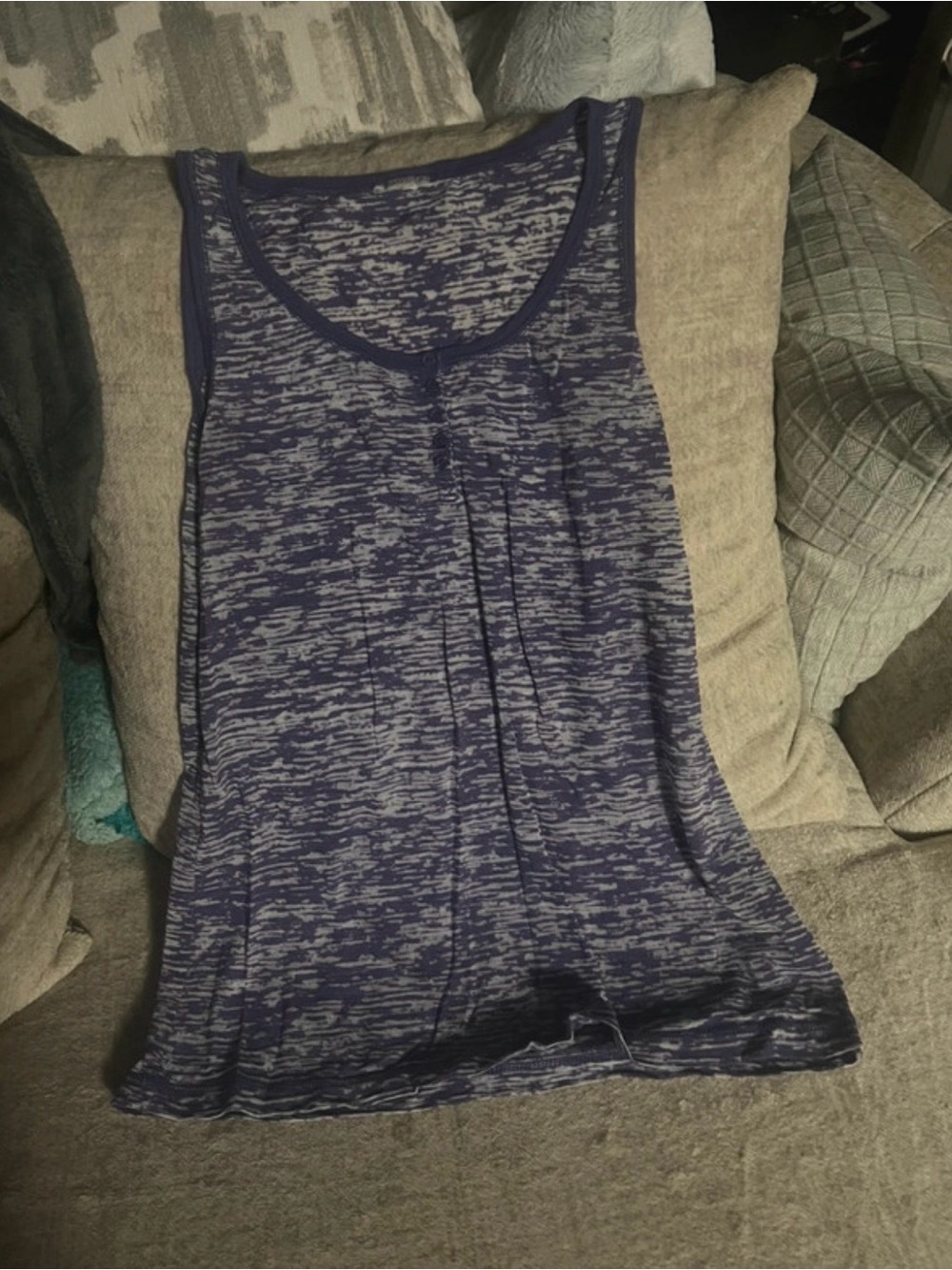 Women's Purple Burnout Henley Space-Dye Tank Top